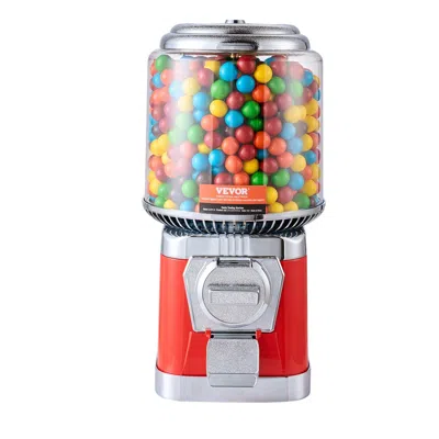 Vevor 16"h Gumball Machine Vending Coin Bank Vintage Candy Dispenser Pc Red - Red In Multi