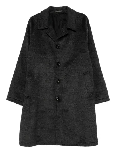 Luigi Bianchi Mantova Button-up Wool Coat In Black