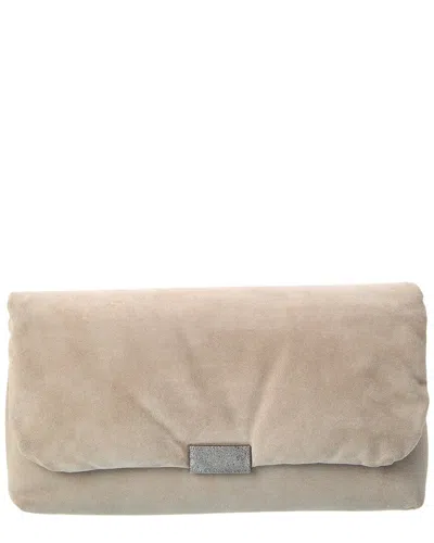 Brunello Cucinelli Suede Clutch In Neutral