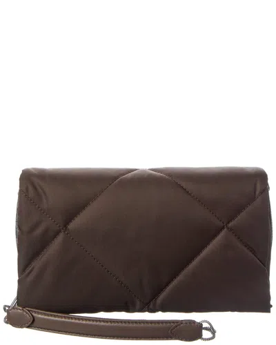 Brunello Cucinelli Quilted Canvas Shoulder Bag In Brown