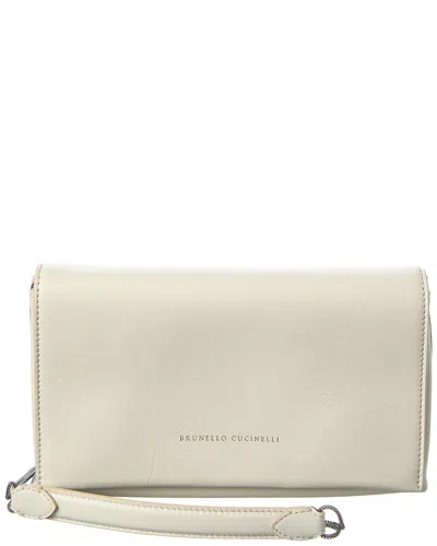 Brunello Cucinelli Leather Shoulder Bag In White