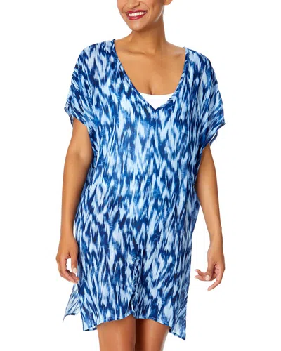Anne Cole Tie Dye Ikat Easy Tunic Swimsuit Cover Up In Blue