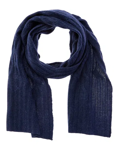 Hannah Rose Wide Cable Cashmere Scarf In Blue