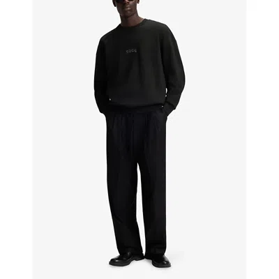 Hugo Boss Mens Black Brand-embroidered Relaxed-fit Cotton-blend Sweatshirt Xxl