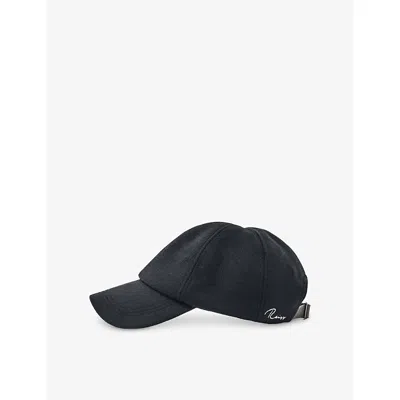 Reiss Mens Navy Sable Brand-embroidered Wool-blend Cap In Black