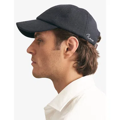 Reiss Mens Navy Sable Brand-embroidered Wool-blend Cap In Black