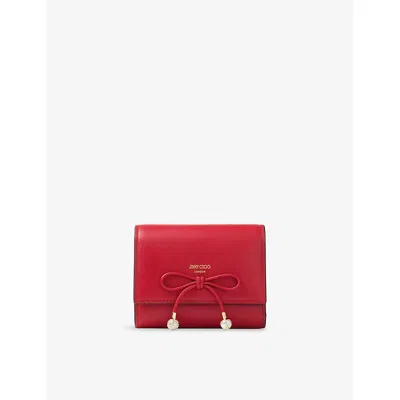 Jimmy Choo Womens Ruby Red/light Gold Marinda Compact Leather Wallet
