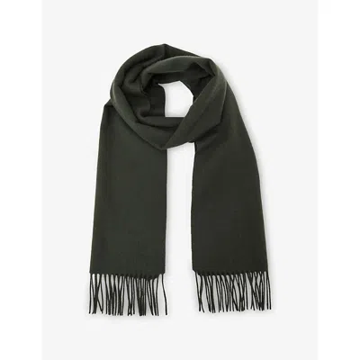 Reiss Womens Dark Military Green Picton Wool And Cashmere-blend Scarf In Green