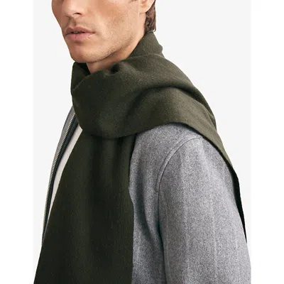 Reiss Womens Dark Military Green Picton Wool And Cashmere-blend Scarf In Green