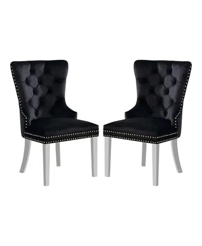 Furniture Of America Isah Metal Legs Upholstered Tufted And Nailhead Side Chairs, Set Of 2 In Black