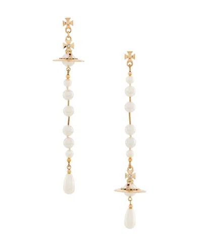 Vivienne Westwood Beaded Pendant Earrings In Gold