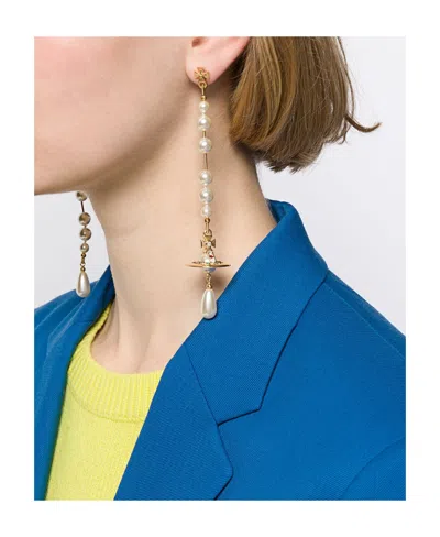 Vivienne Westwood Beaded Pendant Earrings In Gold