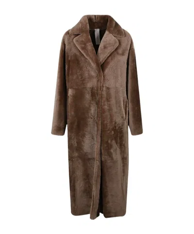 Furling By Giani Notched Lapel Coat In Brown