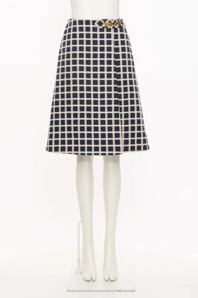 Valentino Wool Skirt With Windowpane Check Pattern In Multi
