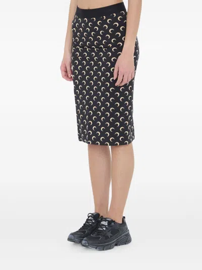 Marine Serre Moon Midi Skirt In Black