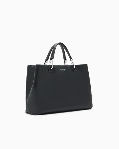 Emporio Armani Nappa-leather Medium Myea Shopper Bag In Black