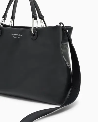 Emporio Armani Nappa-leather Medium Myea Shopper Bag In Black