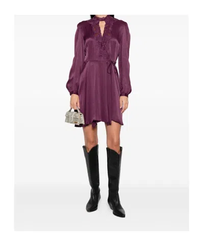 Twinset Abito Floral Lace Dress In Purple