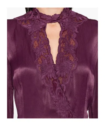 Twinset Abito Floral Lace Dress In Purple