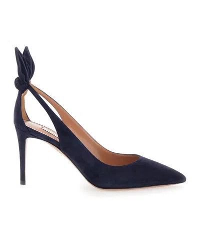 Aquazzura Bow Tie Pointed-toe Pumps In Blue