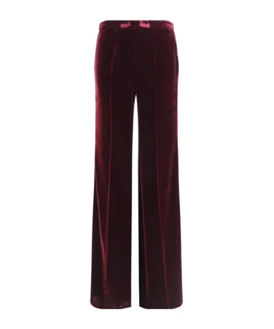 Forte Forte Flared Trousers In Smooth Velvet In Burgundy