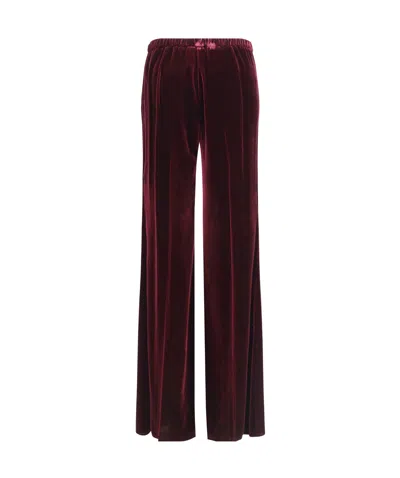 Forte Forte Flared Trousers In Smooth Velvet In Burgundy