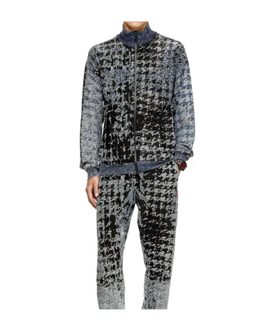 Diesel Houndstooth Bomber Jacket In Blue