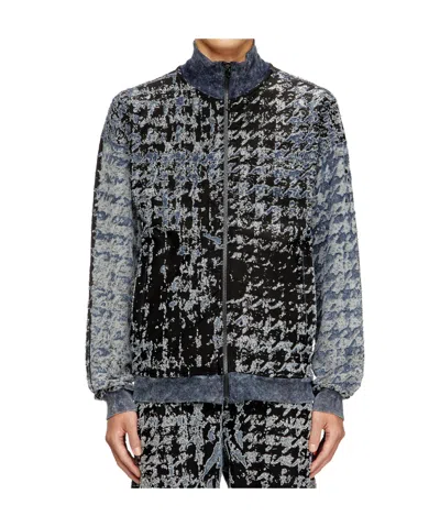 Diesel Houndstooth Bomber Jacket In Blue