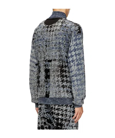 Diesel Houndstooth Bomber Jacket In Blue