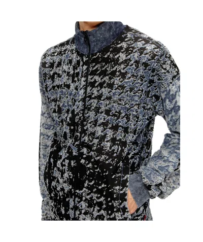 Diesel Houndstooth Bomber Jacket In Blue