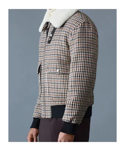 Mackage Houndstooth-pattern Shearling-collar Jacket In Multi