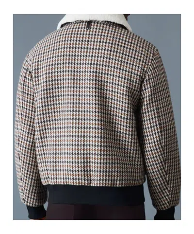 Mackage Houndstooth-pattern Shearling-collar Jacket In Multi