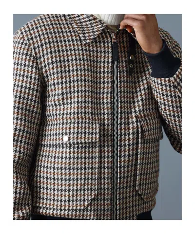 Mackage Houndstooth-pattern Shearling-collar Jacket In Multi