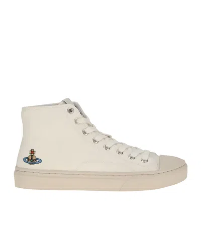 Vivienne Westwood Logo Embroidered Lace-up Sneakers In White