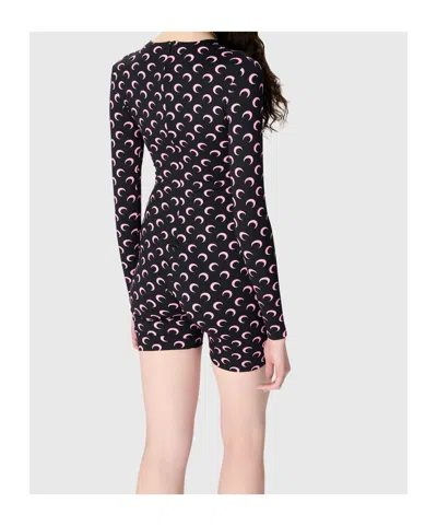 Marine Serre Moon Printed Jersey Ls Short Catsuit In Multi