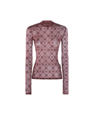 Marine Serre Full Moon Print Cover-up In Burgundy