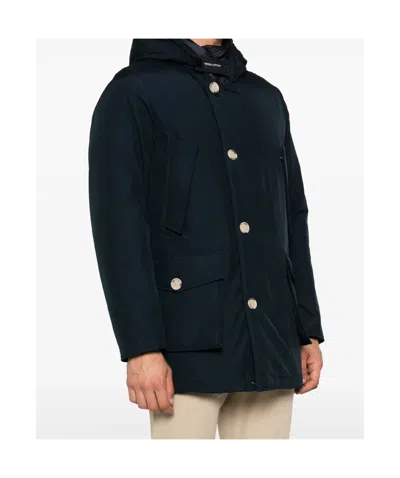 Woolrich Long-sleeved Down Jacket In Blue