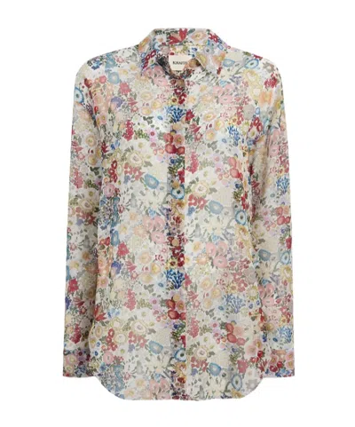 Khaite Goya Floral Silk Chiffon Button-down Top In Multi