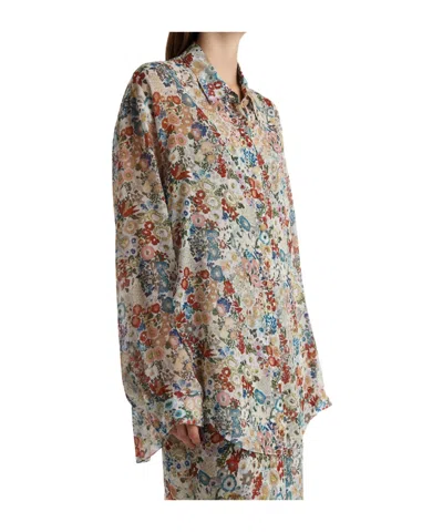 Khaite Goya Floral Silk Chiffon Button-down Top In Multi