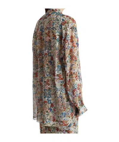 Khaite Goya Floral Silk Chiffon Button-down Top In Multi