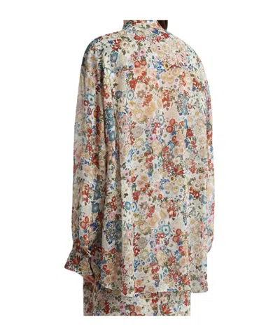 Khaite Goya Floral Silk Chiffon Button-down Top In Multi