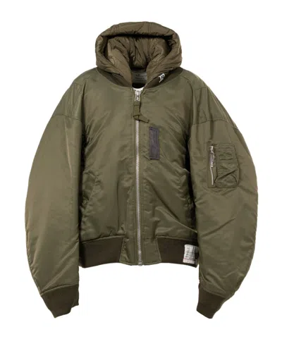 Miharayasuhiro Extended Placket Hood Flight Jacket In Green