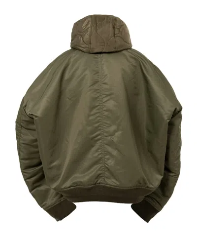 Miharayasuhiro Extended Placket Hood Flight Jacket In Green