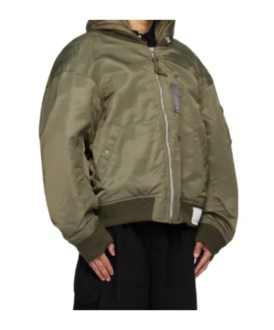 Miharayasuhiro Extended Placket Hood Flight Jacket In Green