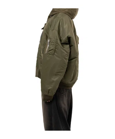 Miharayasuhiro Extended Placket Hood Flight Jacket In Green