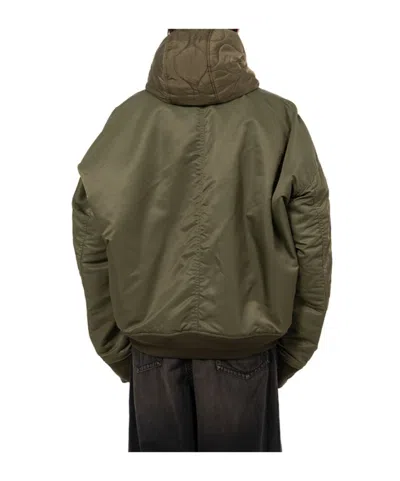 Miharayasuhiro Extended Placket Hood Flight Jacket In Green