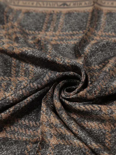 Emporio Armani Plaid-pattern Scarf In Brown