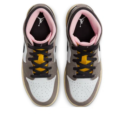 Air Jordan (gs)  1 Mid Se 'white Cave Stone' In Brown