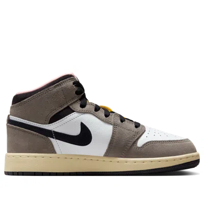 Air Jordan (gs)  1 Mid Se 'white Cave Stone' In Brown