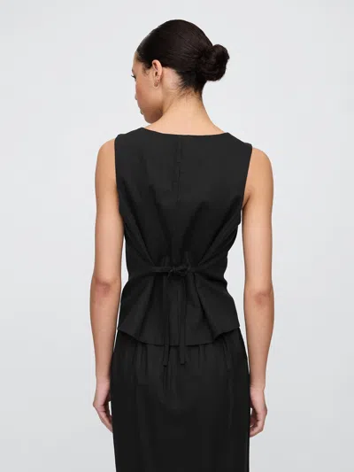 Gap Factory Linen-blend Scoopneck Vest In Black